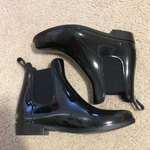 Ralph Lauren black shiny rain boots size 8